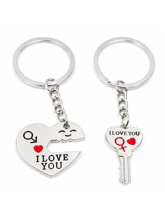 Heart Keychain Set, Couple Keyring Set for Boyfriend, Girlfriend, Anniversary and Birthday Gifts, TIKA