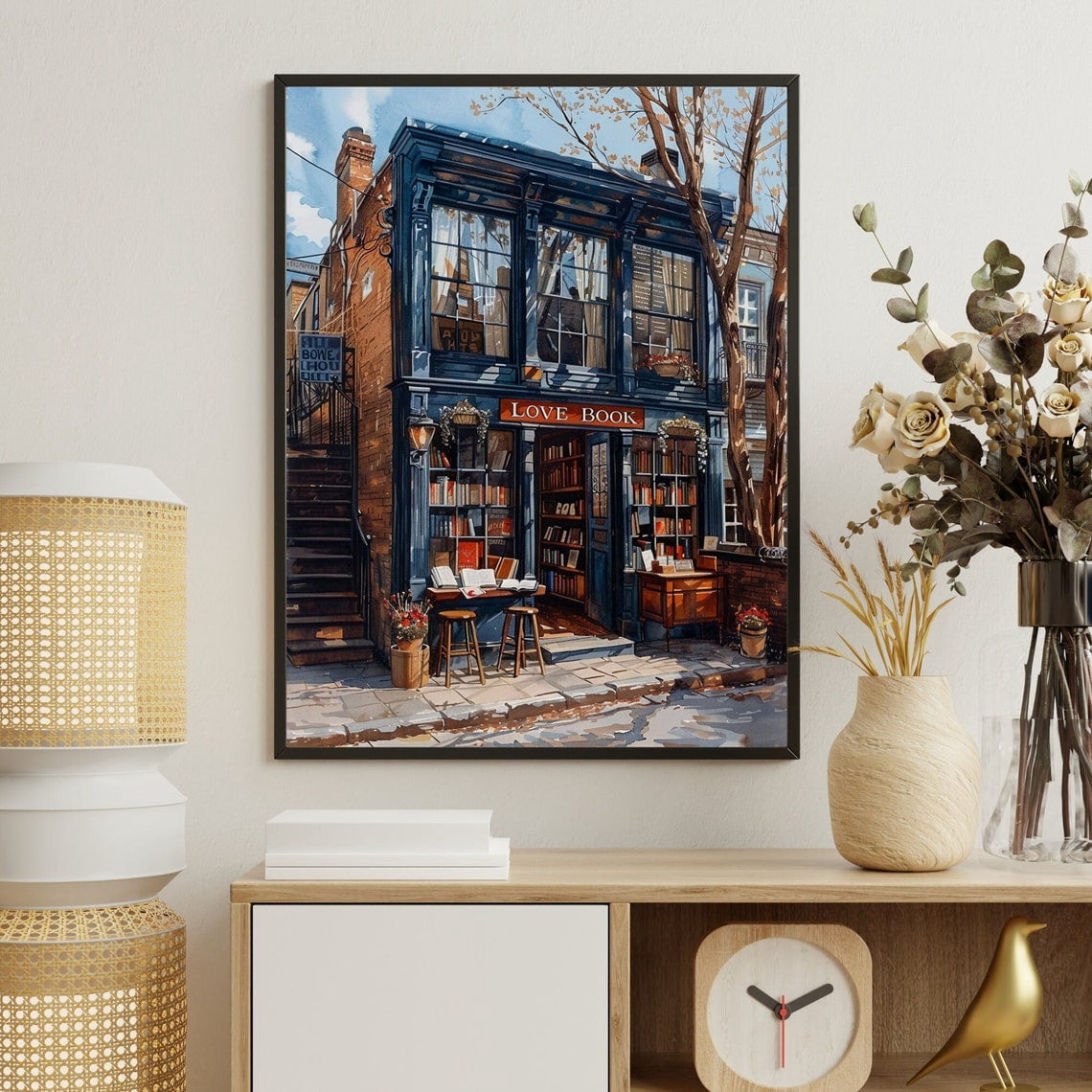 Love Book Shop Wall Art Print, Vintage Reading Decor - Walmart.com
