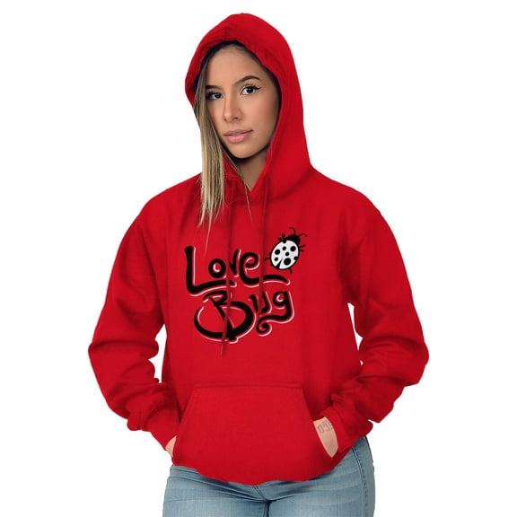 Love Bug Cute Ladybug Valentines Day Women Plus Size Hoodie Brisco Brands 4X