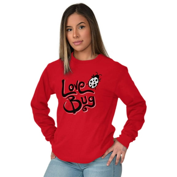 Love Bug Cute Ladybug Valentines Day Women's Long Sleeve T Shirt Brisco Brands L