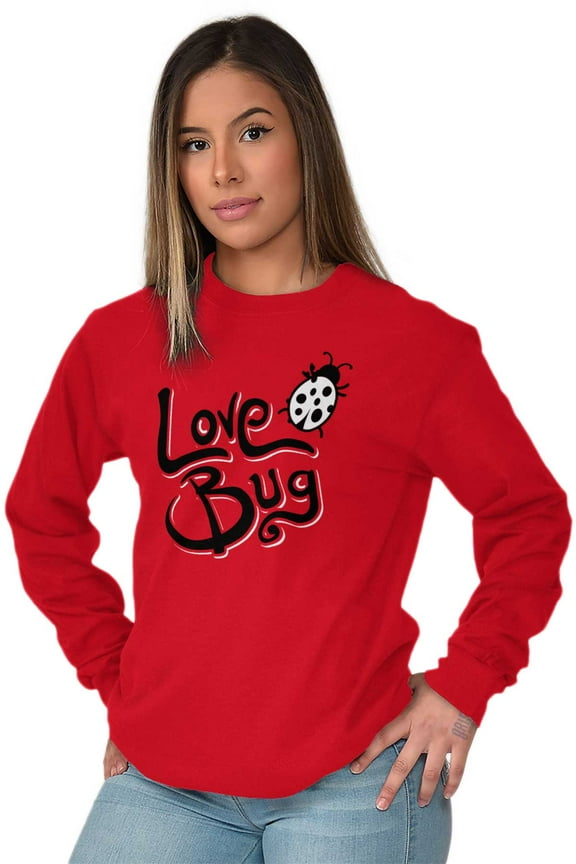 Love Bug Cute Ladybug Valentines Day Women's Long Sleeve T Shirt Brisco Brands L