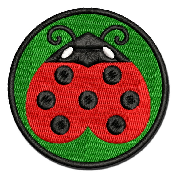 Love Bug Heart Shaped Ladybug Applique Multi-Color Embroidered Hook & Loop Patch - 3.5 Inch Large