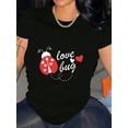 thumbnail image 1 of Love Bug Ladybug Heart Graphic Valentine's Day Women's Casual Short Sleeve Tee, 1 of 6