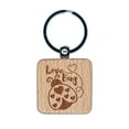 thumbnail image 1 of Love Bug Ladybug Lady Square Keychain Charm Tag - Engraved Wood, 1 of 6