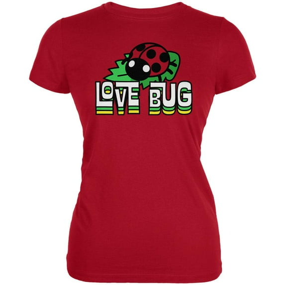 Love Bug Ladybug Retro 70s Juniors Soft T Shirt Red MD