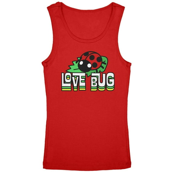Love Bug Ladybug Retro 70s Youth Girls Tank Top Red YXL
