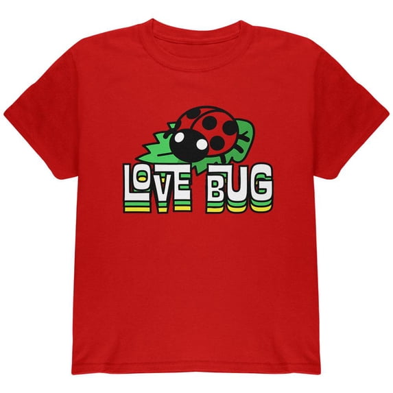 Love Bug Ladybug Retro 70s Youth T Shirt Red Youth X-SM