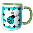 thumbnail image 1 of 3drose, Love Bugs Blue Ladybug with Hearts, 11oz Two-tone Green Mug, 1 of 6