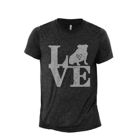 Love Bulldog Men's Modern Fit Fun Casual T-Shirt Printed Graphic Tee Charcoal Gray Large