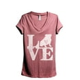 thumbnail image 1 of Love Bulldog Women's Fashion Relaxed V-Neck T-Shirt Tee Heather Rouge X-Large, 1 of 3