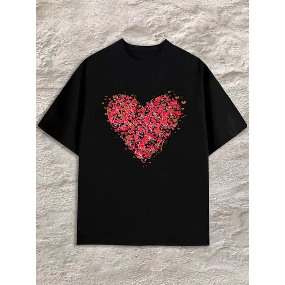 Greenink Love Burst T-Shirt Mens black All-season fitness top, stylish athletic look, durable activewear Trendy Unisex Shirt Cotton tshirts Unique Design Unisex Shirt S