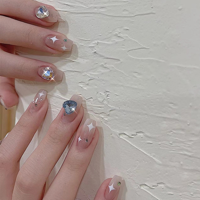 Love Butterfly French style wearing armor shattered flower manicure