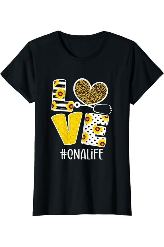Love CNA Nurse Sunflower Certified Nurse Assistant T-Shirt