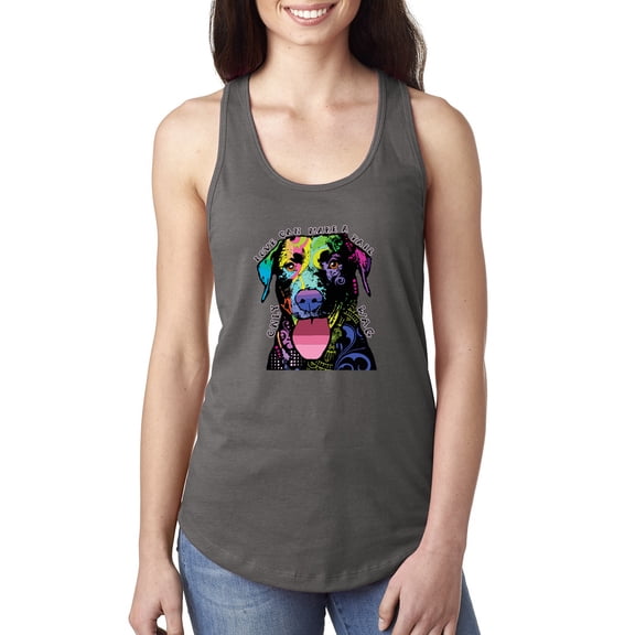 Love Can Make a Tail Wag Pitbull Dog Lover Ladies Racerback Tank Top, Dark Grey, Small