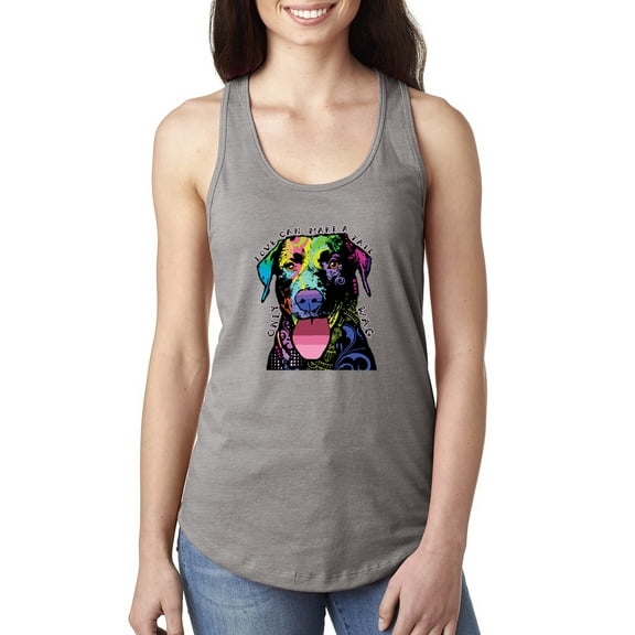Love Can Make a Tail Wag Pitbull Dog Lover Ladies Racerback Tank Top, Heather Grey, Small