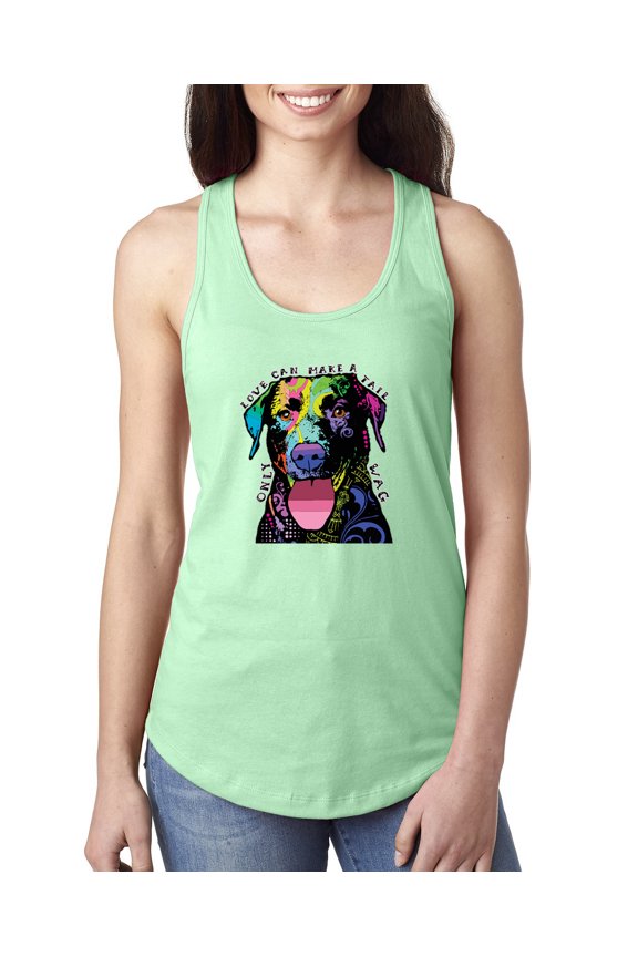 Love Can Make a Tail Wag Pitbull Dog Lover Ladies Racerback Tank Top, Mint, Small