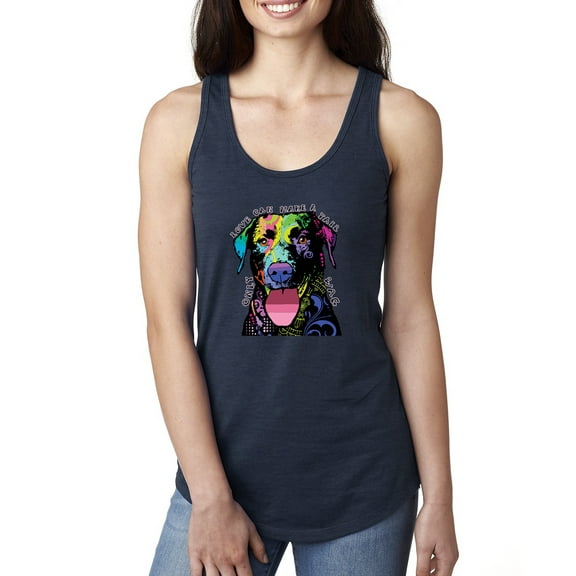 Love Can Make a Tail Wag Pitbull Dog Lover Ladies Racerback Tank Top, Navy, Medium