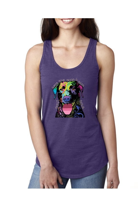 Love Can Make a Tail Wag Pitbull Dog Lover Ladies Racerback Tank Top, Purple Rush, X-Large