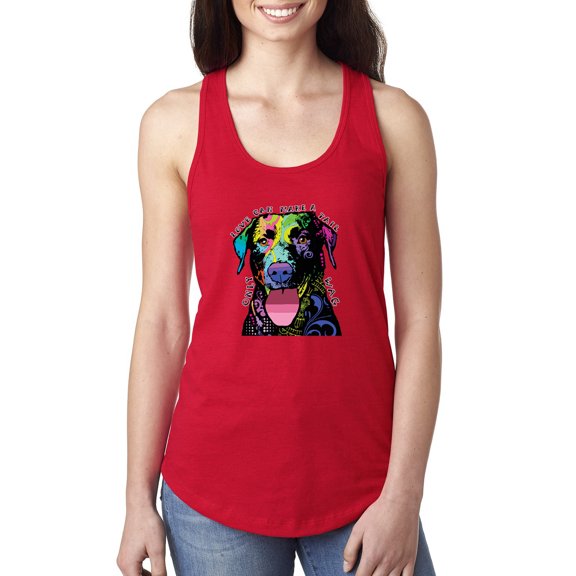 Love Can Make a Tail Wag Pitbull Dog Lover Ladies Racerback Tank Top, Red, Large