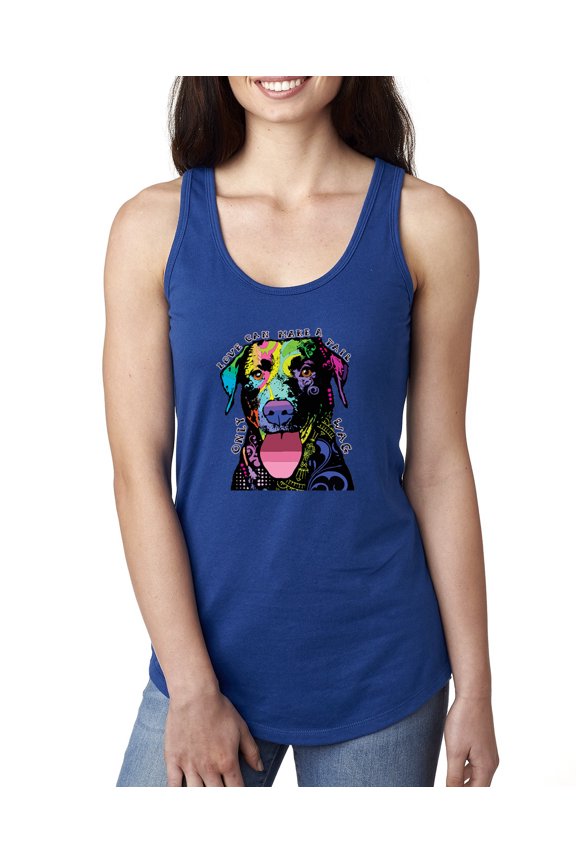 Love Can Make a Tail Wag Pitbull Dog Lover Ladies Racerback Tank Top, Royal, Medium