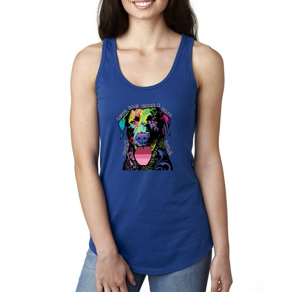 Love Can Make a Tail Wag Pitbull Dog Lover Ladies Racerback Tank Top, Royal, X-Large