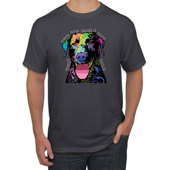 Love Can Make a Tail Wag Pitbull Dog Lover Men's Graphic T-Shirt, Charcoal, Small