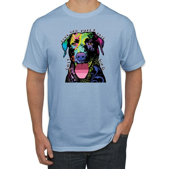Love Can Make a Tail Wag Pitbull Dog Lover Men's Graphic T-Shirt, Light Blue, Large