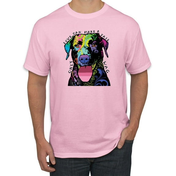 Love Can Make a Tail Wag Pitbull Dog Lover Men's Graphic T-Shirt, Light Pink, 4XL