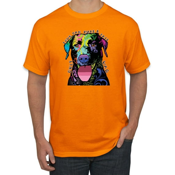 Love Can Make a Tail Wag Pitbull Dog Lover Men's Graphic T-Shirt, Orange, 2XL