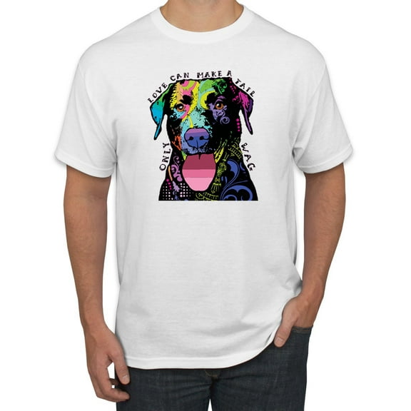 Love Can Make a Tail Wag Pitbull Dog Lover Men's Graphic T-Shirt, White, X-Large