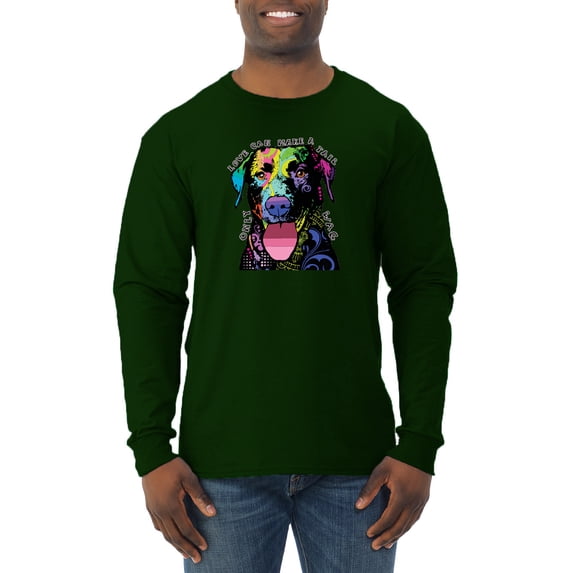 Love Can Make a Tail Wag Pitbull Dog Lover Mens Long Sleeve Shirt, Forest Green, Small