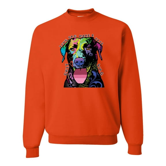 Love Can Make a Tail Wag Pitbull Dog Lover Unisex Crewneck Graphic Sweatshirt, Orange, X-Large