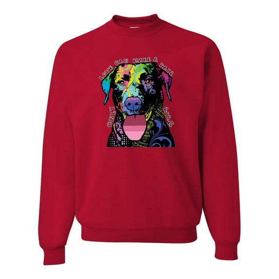 Love Can Make a Tail Wag Pitbull Dog Lover Unisex Crewneck Graphic Sweatshirt, Red, 3XL