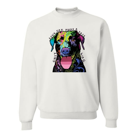 Love Can Make a Tail Wag Pitbull Dog Lover Unisex Crewneck Graphic Sweatshirt, White, X-Large