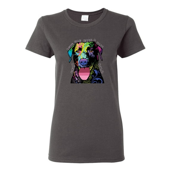 Love Can Make a Tail Wag Pitbull Dog Lover Womens Graphic T-Shirt, Charcoal, Small
