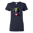 thumbnail image 1 of Love Can Make a Tail Wag Pitbull Dog Lover Womens Graphic T-Shirt, Navy, Large, 1 of 3