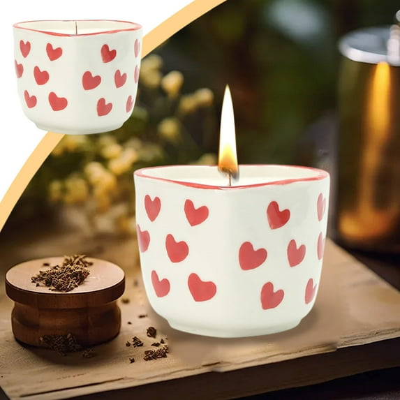 Love Candle Cup Pillar Candles Holders Candle Holder for Decoration Heart Candlestick Holders Taper Candles Wedding Decor Banquets Candle Holder Red Ceramics Fresh Dinner Party Candlestick Holders
