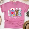 thumbnail image 1 of Love Caregiver T-Shirt | Nurse Graphic Medical Theme Tee, Heliconia, Size S, 1 of 6