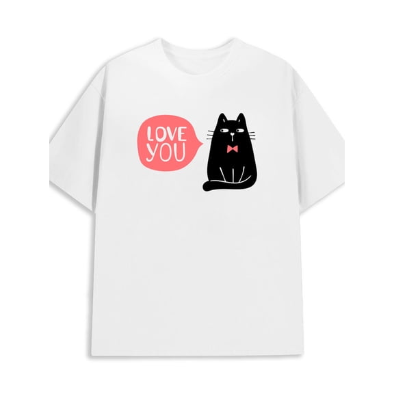 Love Cat T-Shirt 180G 100% Cotton 180G 100% Cotton men elegant design your own limited edition white Retro Unisex Shirt Crewneck tshirts Unique Design Unisex Shirt Cotton tshirts new years gifts