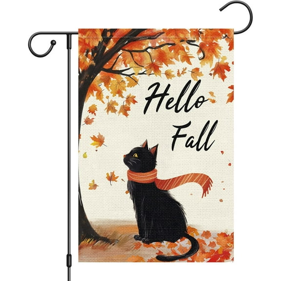 Love Cats Pet-Themed Garden Flag 12x18 Inch Double Sided Burlap Valentine's Day Heart Tree Romantic Decor