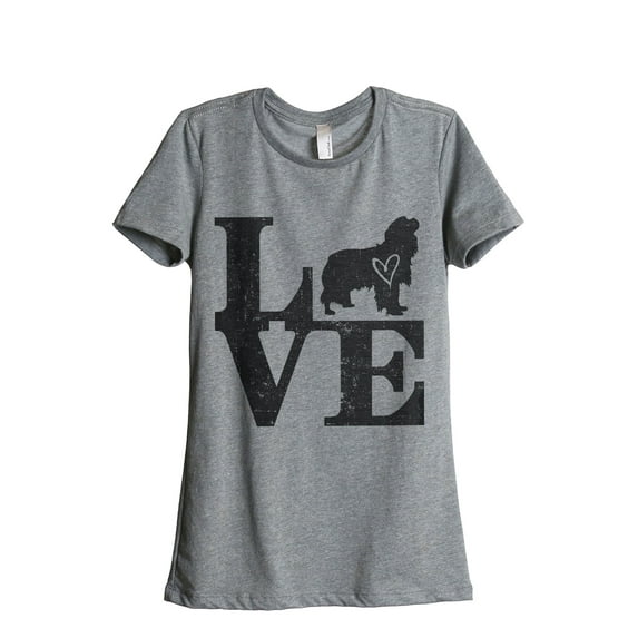 Love Cavalier King Charles Women's Fashion Relaxed T-Shirt Tee Heather Gray 2X-Large