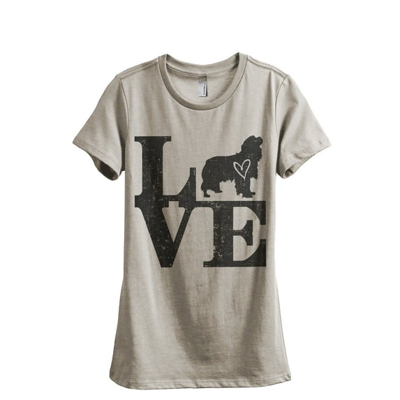 Love Cavalier King Charles Women's Fashion Relaxed T-Shirt Tee Heather Tan Medium