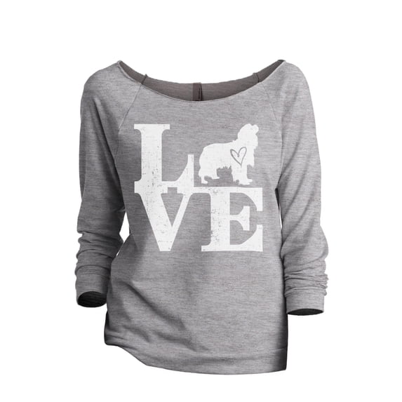 Love Cavalier King Charles Women's Fashion Slouchy 3/4 Sleeves Raglan Lightweight Sweatshirt Sport Gray X-Large