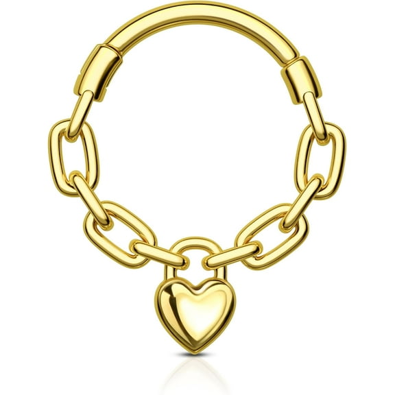 Love Chain Septum Rings 16G Heart Septum Jewelry Dainty Helix Daith Earrings for women 316L Stainless steel Daith Piercing Jewelry