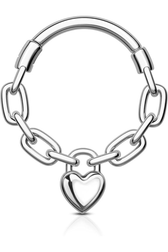 Love Chain Septum Rings 16G Heart Septum Jewelry Dainty Helix Daith Earrings for women 316L Stainless steel Daith Piercing Jewelry