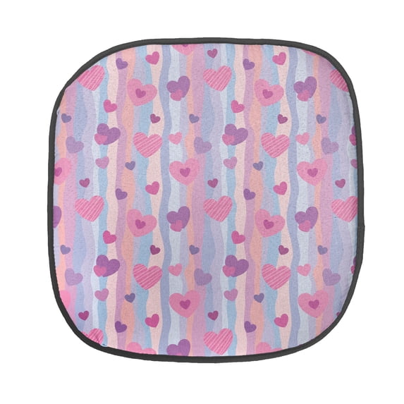 Love Chair Seating Cushion, Hearts for Valentine Vertical Stripes Lines Ornament Romance Wedding, Soft Seat Pads for Office with Anti-slip Backing, 16"x16", Pale Mauve Purple, by Ambesonne