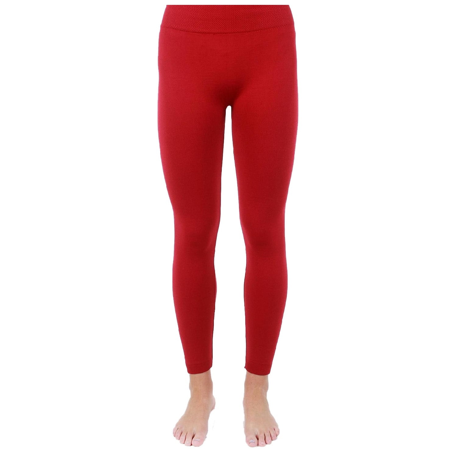 Love & Charm Women's Fleece Lined Seamless Leggings M/L RED