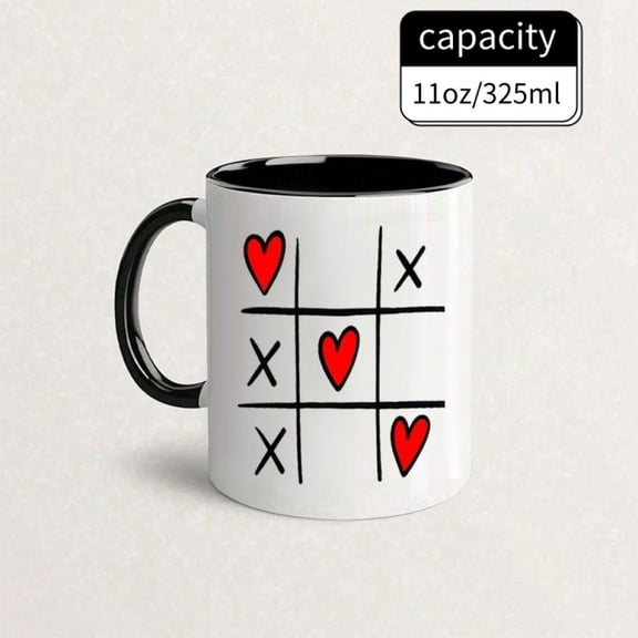 Love Checkerboard Mug with Heart X s O s Ceramic Coffee Cup Suitable Couples Boyfriend Girlfriend Birthday Valentine s Day Christmas Hand Wash Only Ro