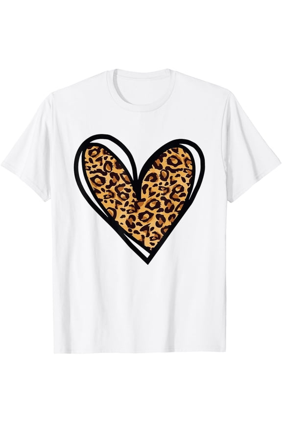 Love Cheetah Leopard Print Heart Valentines Day Women T-Shirt TShirt