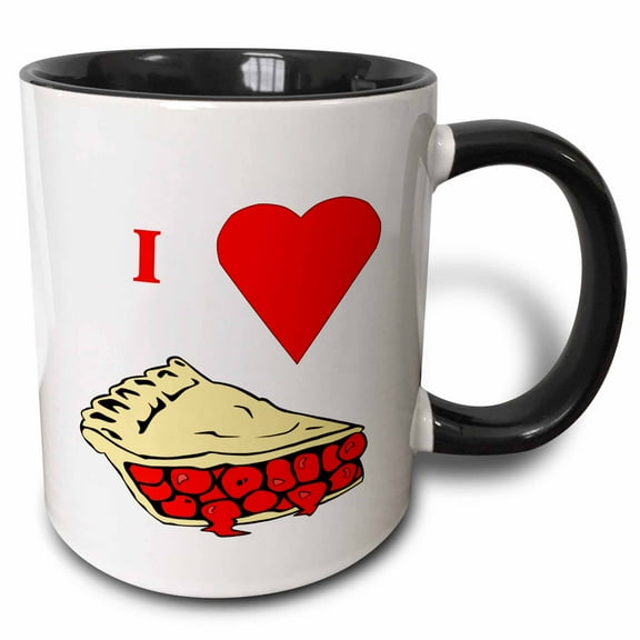 3drose, Love Cherry Pie, 11oz Two-tone Black Mug